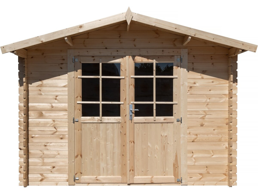 Abri de jardin bois 9.4 m² "Lys" - 320 x 298 x 225 cm - 28 mm
