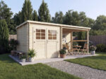 Abri de jardin en bois avec auvent "Montval" - 14 m² - 28 mm