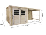 Abri de jardin en bois avec auvent "Montval" - 14 m² - 28 mm