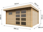 Abri de jardin en bois avec toit plat "Oak" - 13,1 m² - 28 mm - Beige