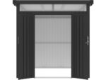 Abri de jardin métal premium avec toit plat et porte battante "Lexinton" - 5,29 m² - Gris