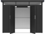 Abri de jardin métal premium avec toit plat et porte battante "Lexinton" - 6,76 m² - Gris