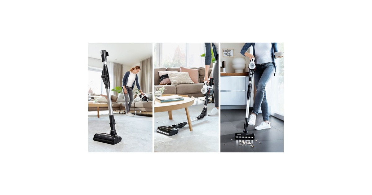 BSS711W aspirateur balai et balai électrique Batterie Sec Sans sac 0,3 L Noir, Argent, Blanc, Aspirateur balais