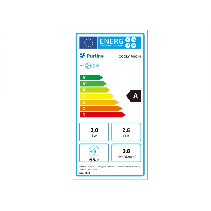 Purline Climatiseur portable 7000 BTU avec déshumidificateur et thermostat 750 W